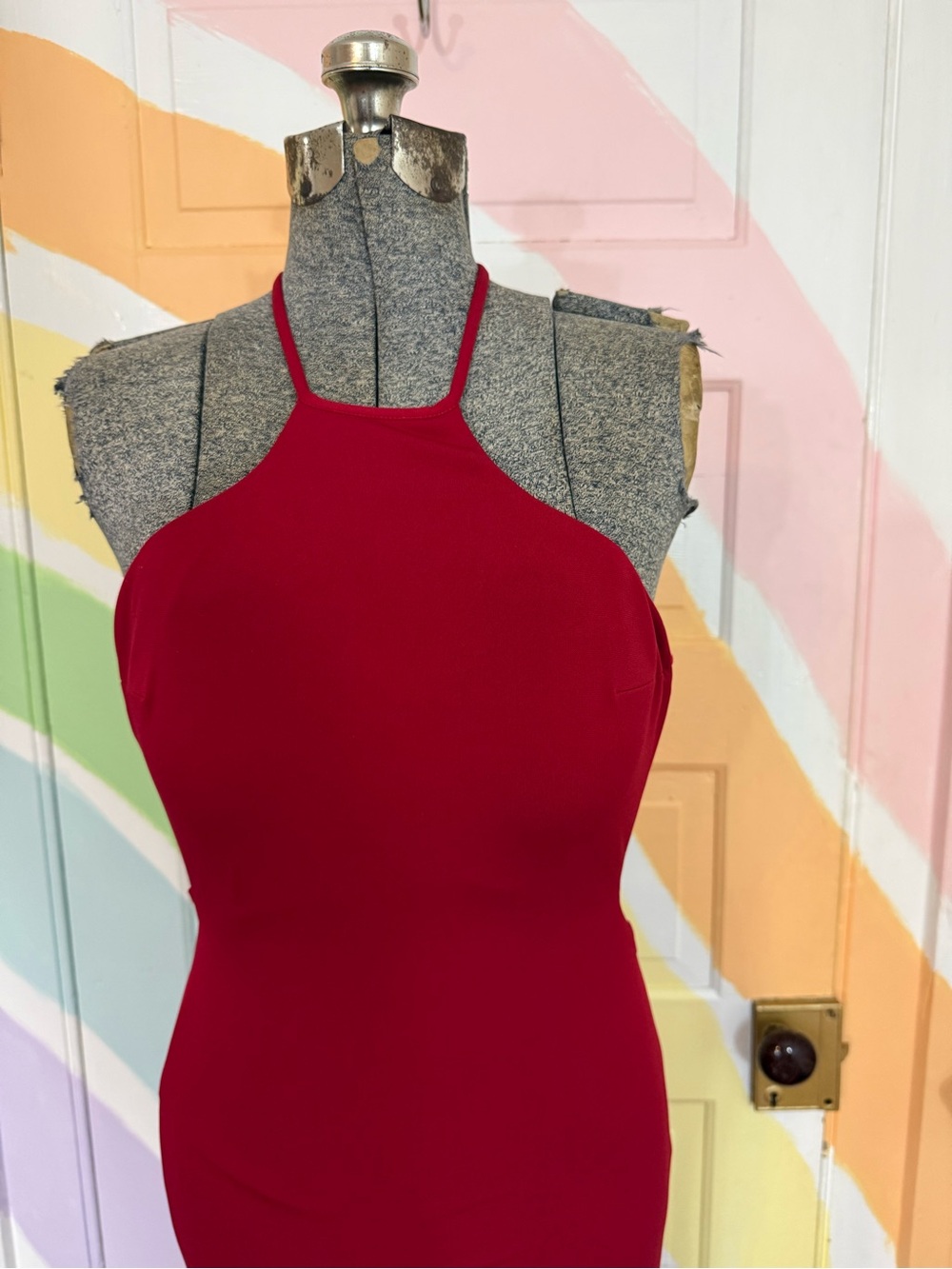 Vintage JVN by Jovani Red Strappy Back Mermaid Formal Prom Evening Gown Sz 4 🧡🍄 - Picture 4 of 12